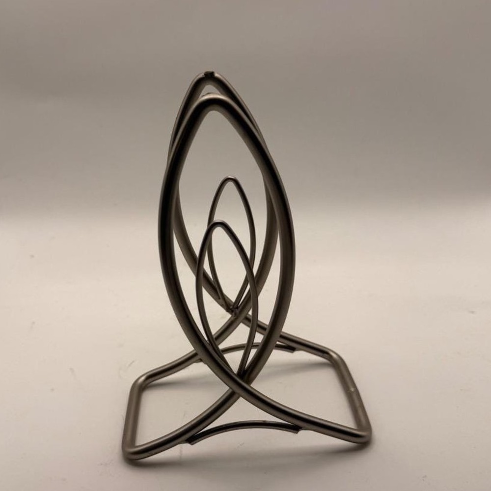 Le Sac "Lumin" Silver Tone Metal Napkin Holder Minimalist Sculptural Table Decor